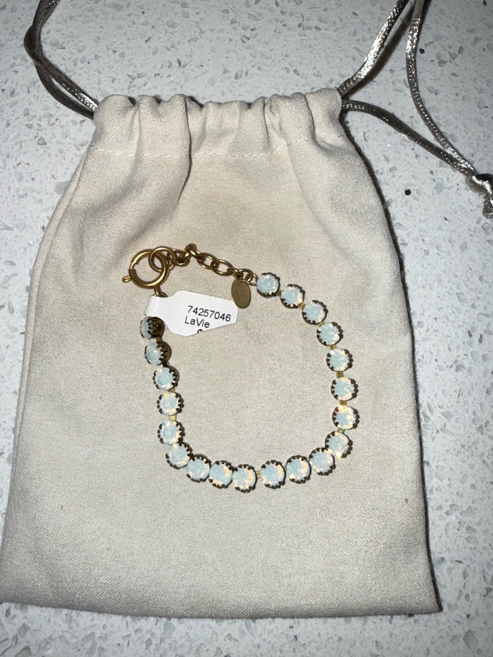 LaVie White Opal Gold-Tone Tennis Bracelet